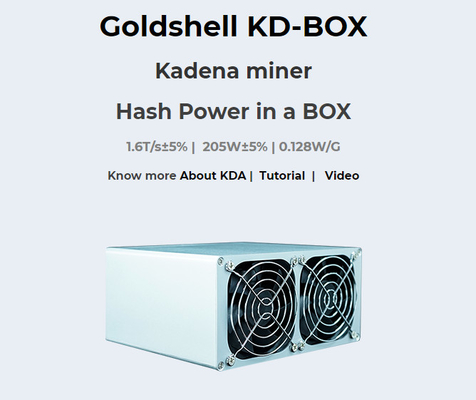Consumo 205W da máquina de mineração 1.6T de KD Box KDA do mineiro de Goldshell de baixo nível de ruído