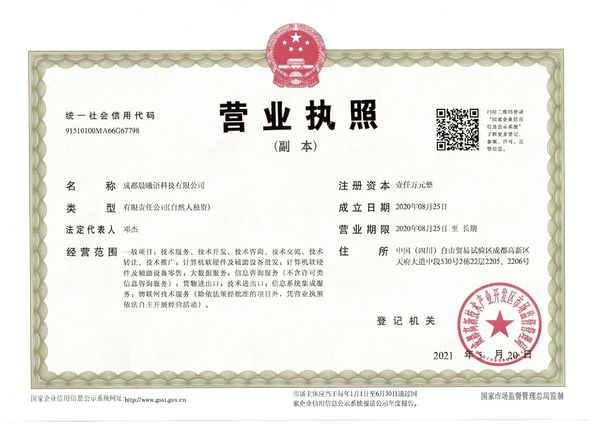 China Chengdu Chenxiyu Technology Co., Ltd., Certificações